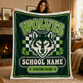 Personalized School Mascot Throw Blanket, Custom Campus Fan Spirit Gift