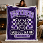 Personalized School Mascot Throw Blanket, Custom Campus Fan Spirit Gift
