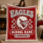 Personalized School Mascot Throw Blanket, Custom Campus Fan Spirit Gift