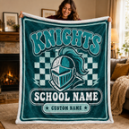 Personalized School Mascot Throw Blanket, Custom Campus Fan Spirit Gift