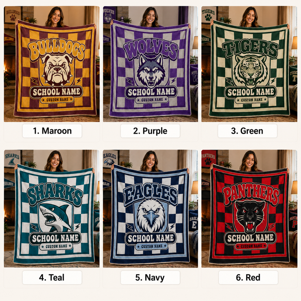 Personalized Mascot Fleece Blanket, Game Day School Spirit Throw