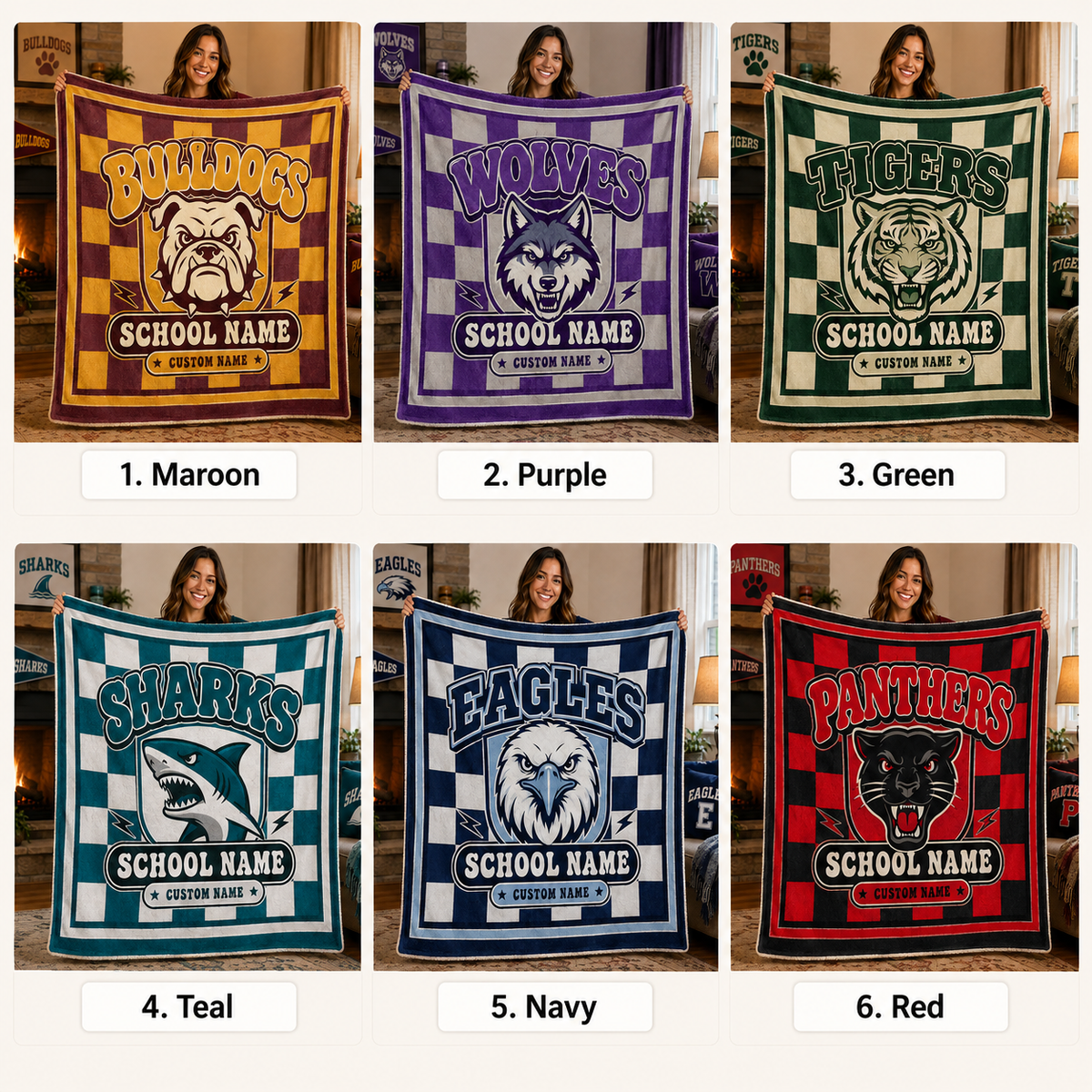 Personalized Mascot Fleece Blanket, Game Day School Spirit Throw
