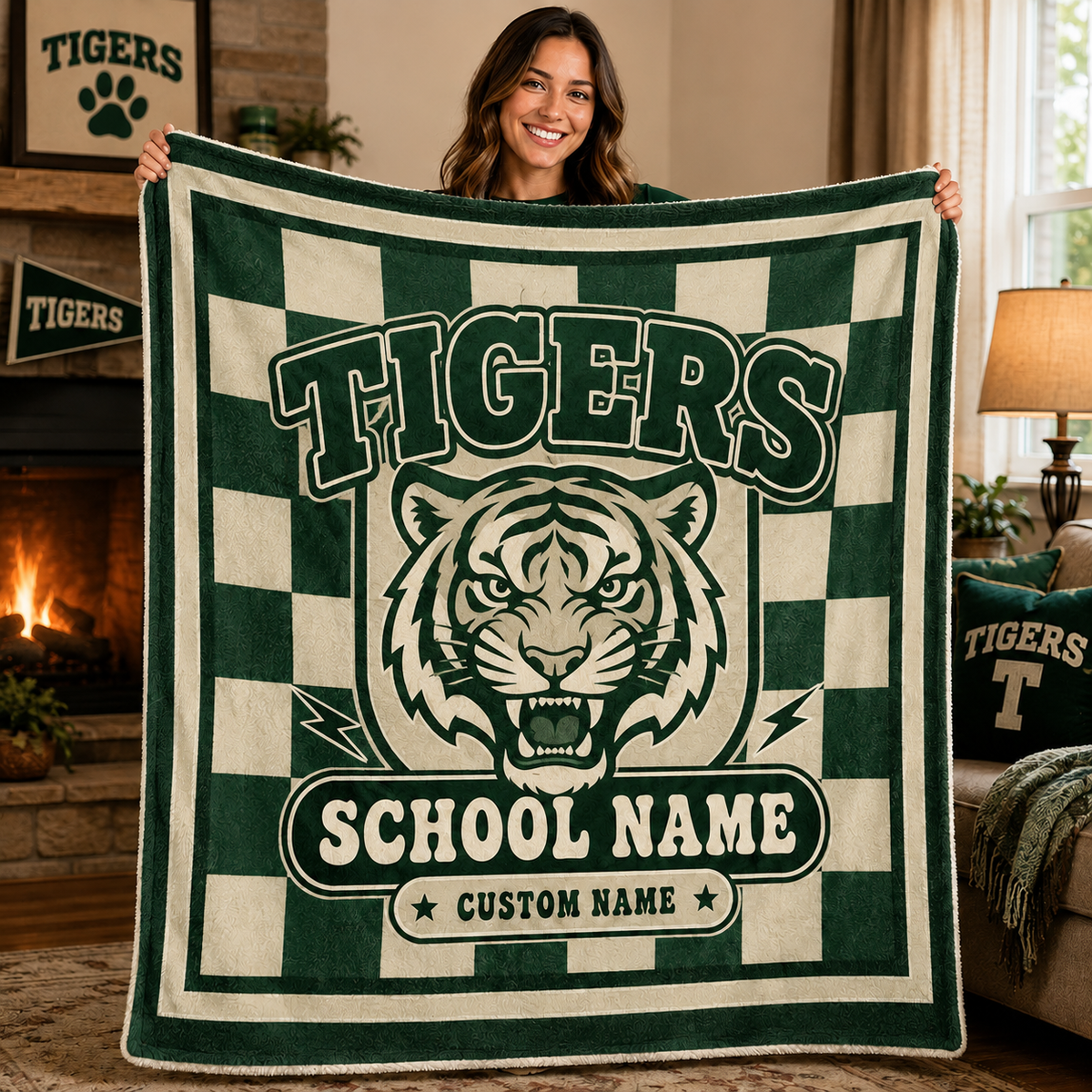 Personalized Mascot Fleece Blanket, Game Day School Spirit Throw