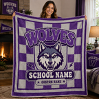 Personalized Mascot Fleece Blanket, Game Day School Spirit Throw