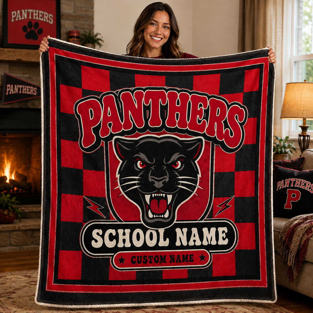 Personalized Mascot Fleece Blanket, Game Day School Spirit Throw