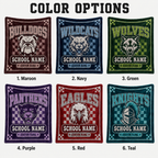 Personalized School Mascot Throw Blanket, Custom Campus Pride Fan Gift