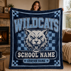 Personalized School Mascot Throw Blanket, Custom Campus Pride Fan Gift