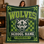 Personalized School Mascot Throw Blanket, Custom Campus Pride Fan Gift