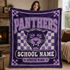 Personalized School Mascot Throw Blanket, Custom Campus Pride Fan Gift