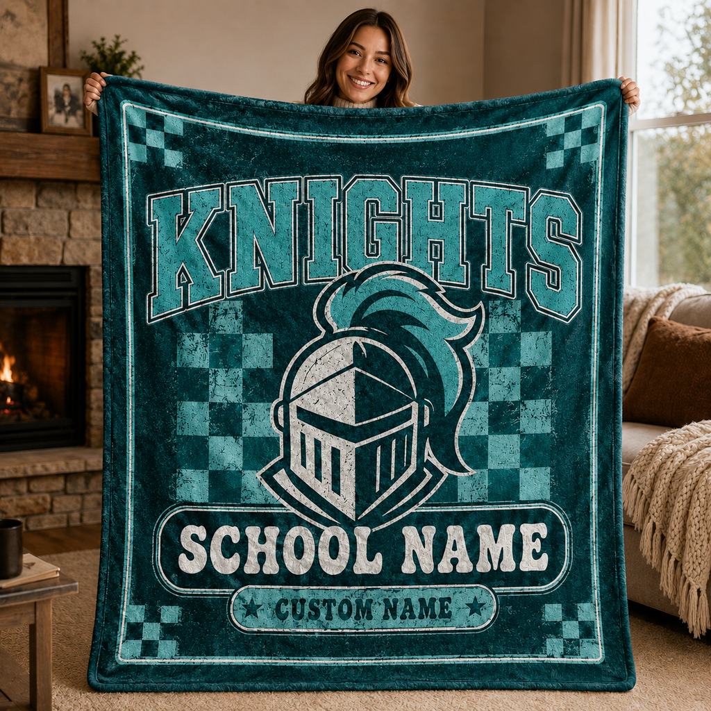 Personalized School Mascot Throw Blanket, Custom Campus Pride Fan Gift