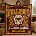 Personalized School Mascot Throw Blanket, Custom Campus Pride Fan Gift