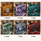 Personalized School Mascot Throw Blanket, Custom Campus Fan Gift
