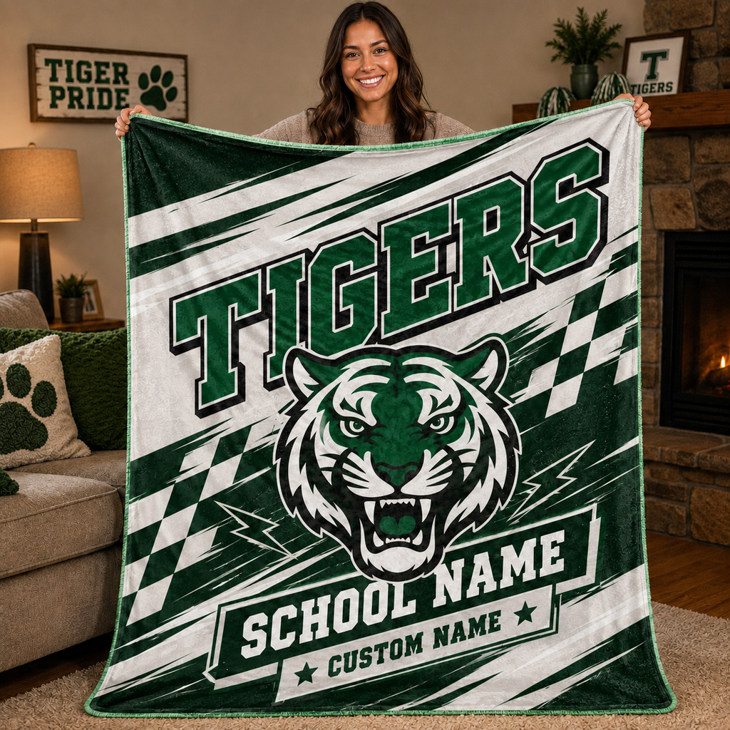Personalized School Mascot Throw Blanket, Custom Campus Fan Gift