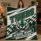 Personalized School Mascot Throw Blanket, Custom Campus Fan Gift