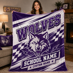 Personalized School Mascot Throw Blanket, Custom Campus Fan Gift
