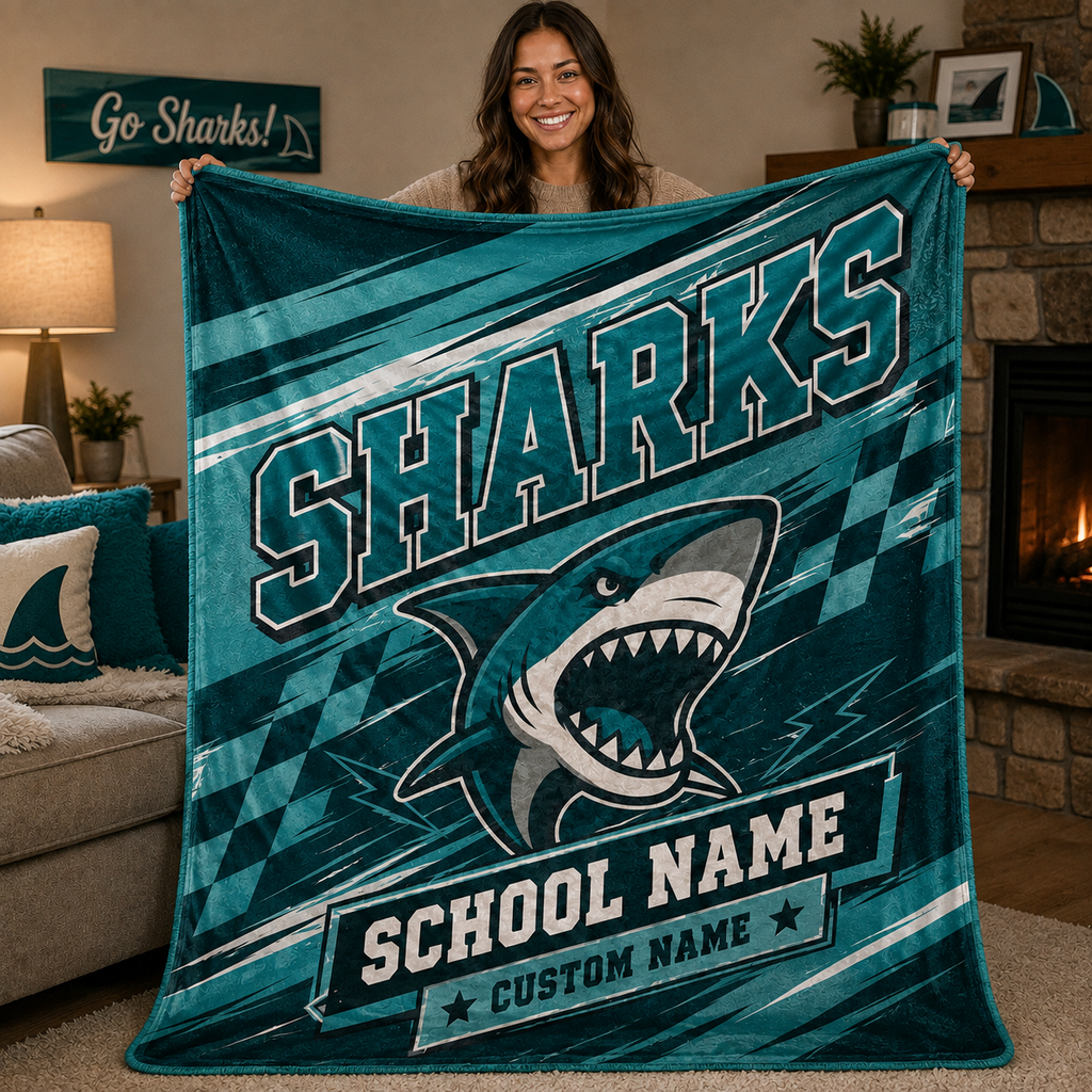 Personalized School Mascot Throw Blanket, Custom Campus Fan Gift