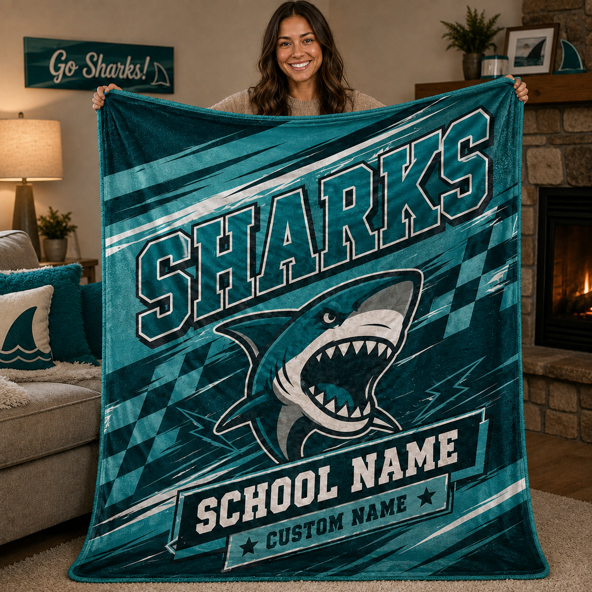 Personalized School Mascot Throw Blanket, Custom Campus Fan Gift