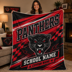 Personalized School Mascot Throw Blanket, Custom Campus Fan Gift
