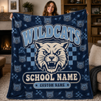 Personalized School Mascot Throw Blanket, Custom Campus Fan Spirit Gift