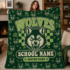 Personalized School Mascot Throw Blanket, Custom Campus Fan Spirit Gift