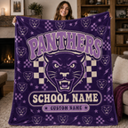 Personalized School Mascot Throw Blanket, Custom Campus Fan Spirit Gift