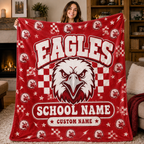 Personalized School Mascot Throw Blanket, Custom Campus Fan Spirit Gift