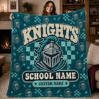 Personalized School Mascot Throw Blanket, Custom Campus Fan Spirit Gift