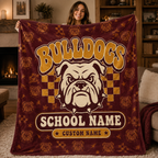 Personalized School Mascot Throw Blanket, Custom Campus Fan Spirit Gift