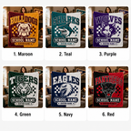 Custom Name School Mascot Blanket, Personalized Team Colors Throw