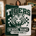 Custom Name School Mascot Blanket, Personalized Team Colors Throw