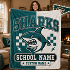 Custom Name School Mascot Blanket, Personalized Team Colors Throw