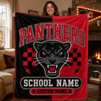 Custom Name School Mascot Blanket, Personalized Team Colors Throw