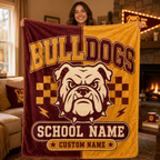 Custom Name School Mascot Blanket, Personalized Team Colors Throw