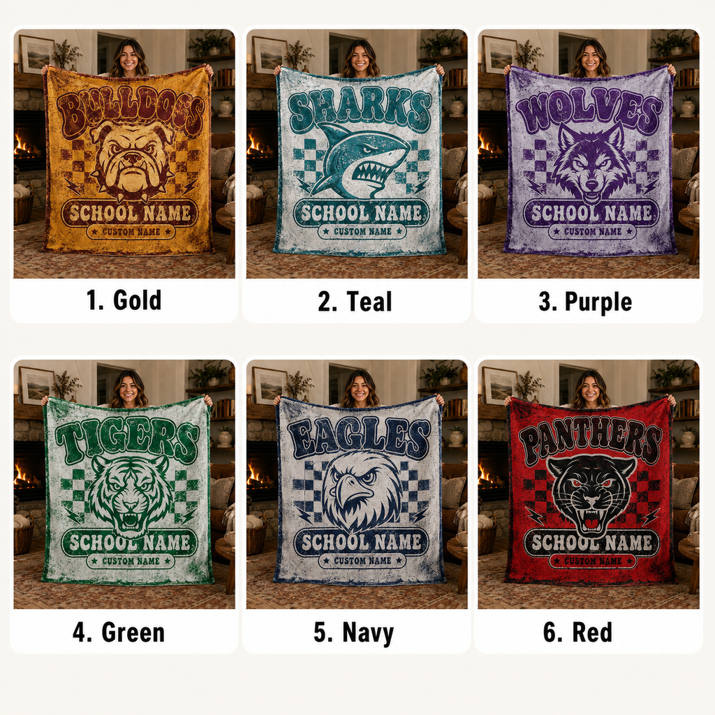 Custom School Spirit Blanket, Cozy Game Day Bleacher Throw