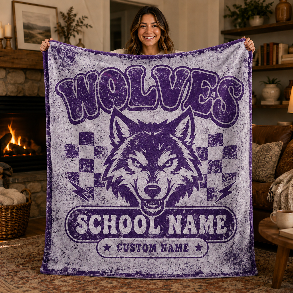 Custom School Spirit Blanket, Cozy Game Day Bleacher Throw