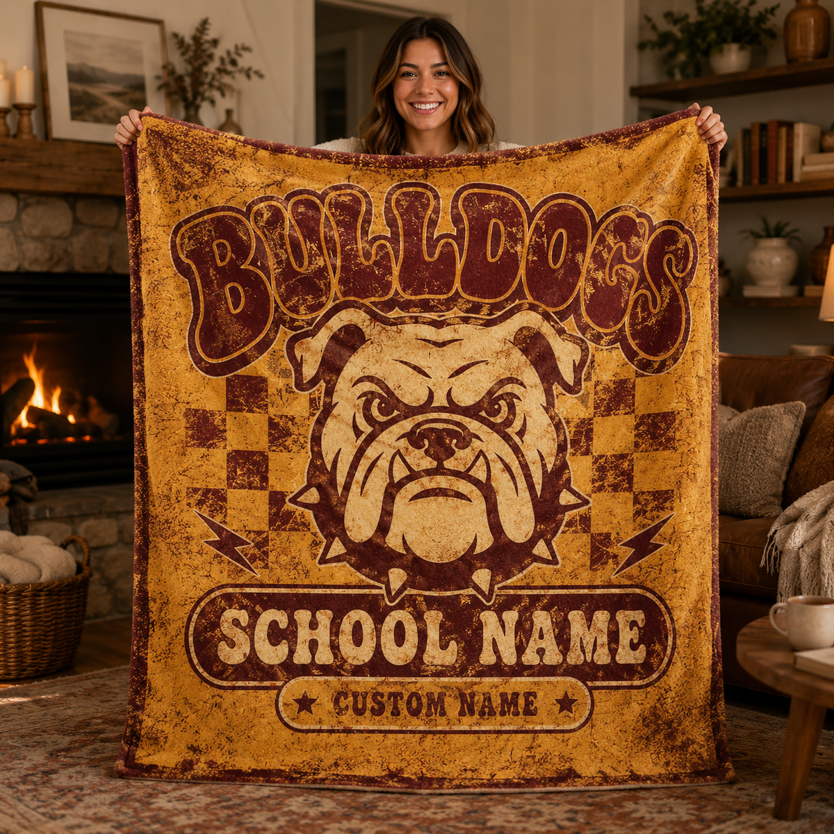 Custom School Spirit Blanket, Cozy Game Day Bleacher Throw