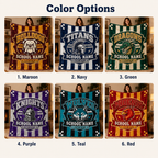 Personalized Mascot Striped Blanket, Custom School Spirit Fan Gift