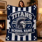 Personalized Mascot Striped Blanket, Custom School Spirit Fan Gift