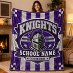 Personalized Mascot Striped Blanket, Custom School Spirit Fan Gift