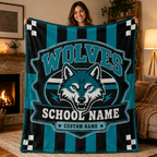 Personalized Mascot Striped Blanket, Custom School Spirit Fan Gift