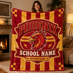 Personalized Mascot Striped Blanket, Custom School Spirit Fan Gift