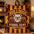 Personalized Mascot Striped Blanket, Custom School Spirit Fan Gift