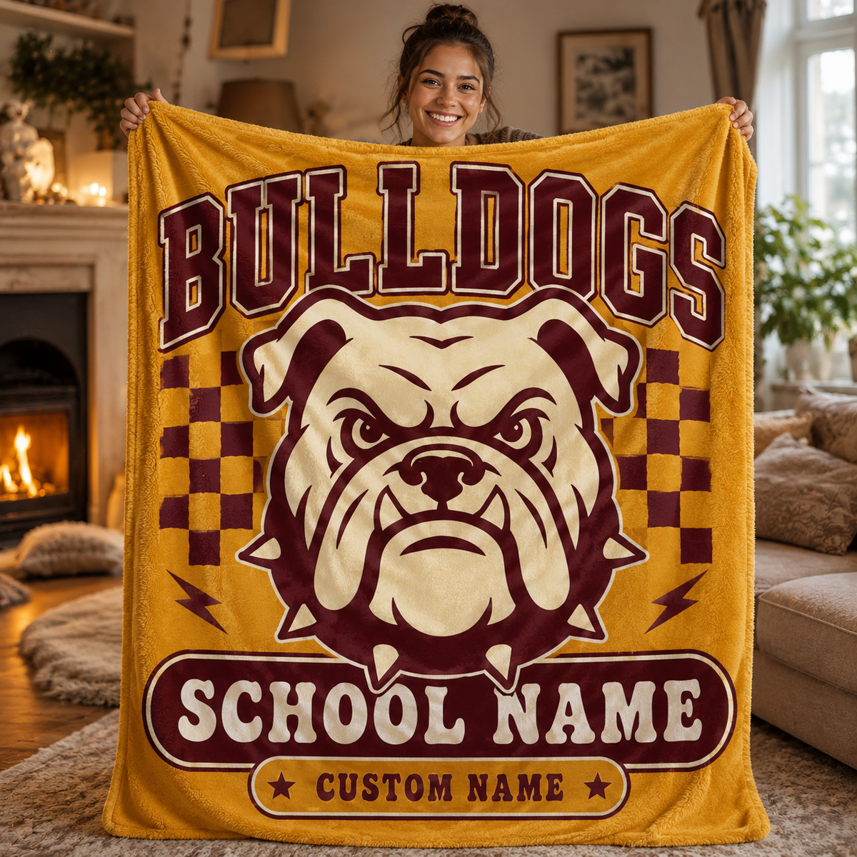 Custom Collegiate Striped Fleece Blanket, Game Day Stadium Throw