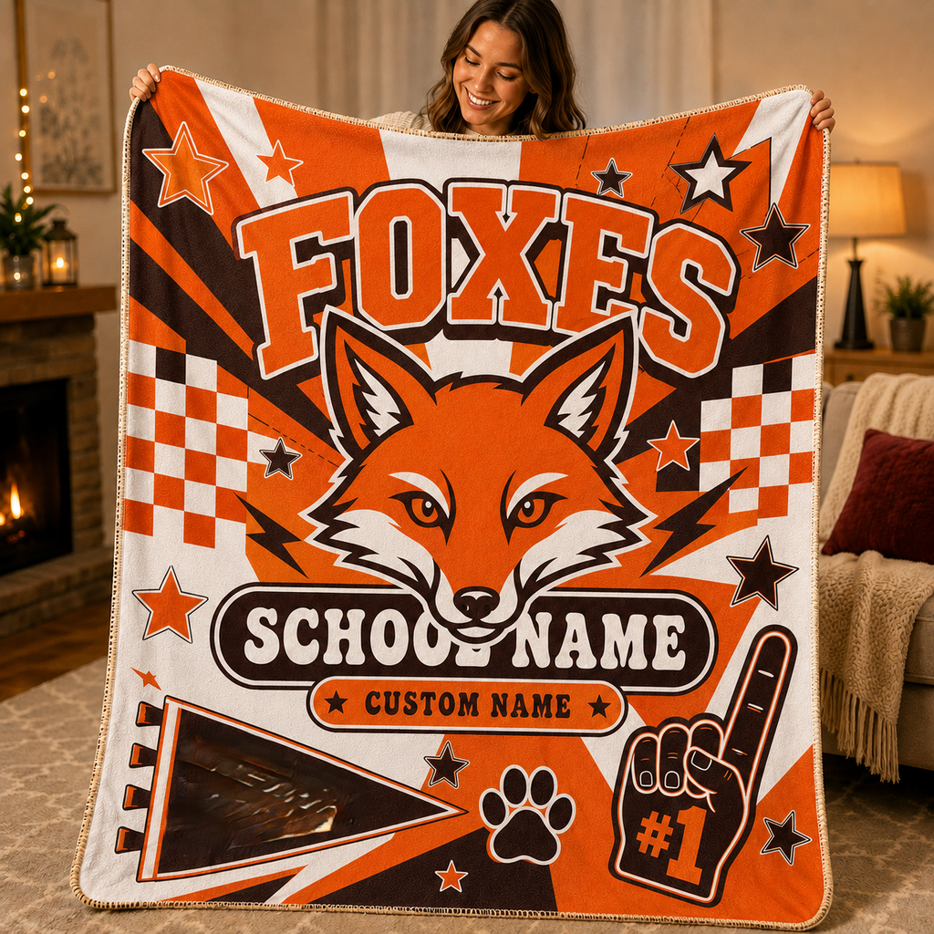Personalized Mascot Foam Finger Blanket, Custom Game Day Fan Gift