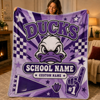 Personalized Mascot Foam Finger Blanket, Custom Game Day Fan Gift