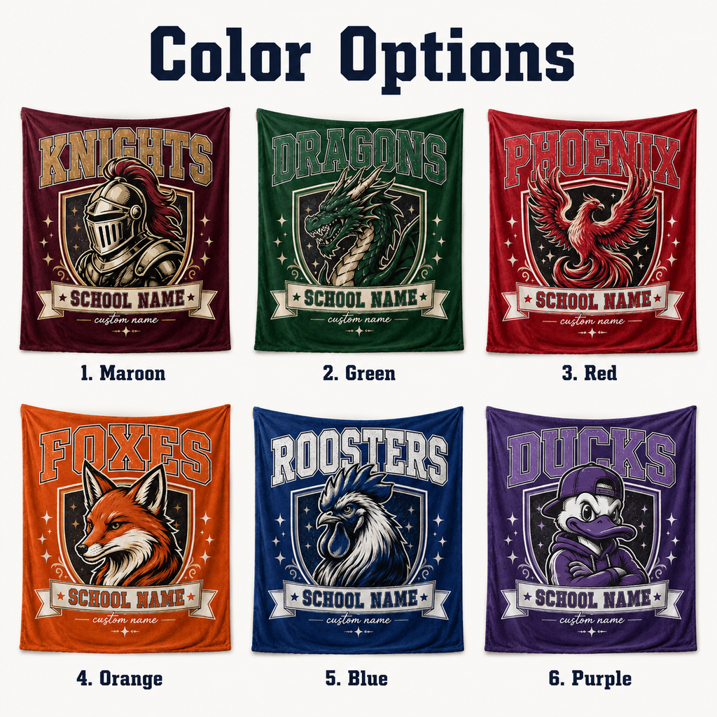 Personalized Collegiate Crest Blanket, Game Day Mascot Stadium Throw