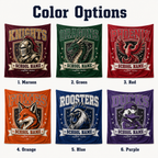 Personalized Collegiate Crest Blanket, Game Day Mascot Stadium Throw