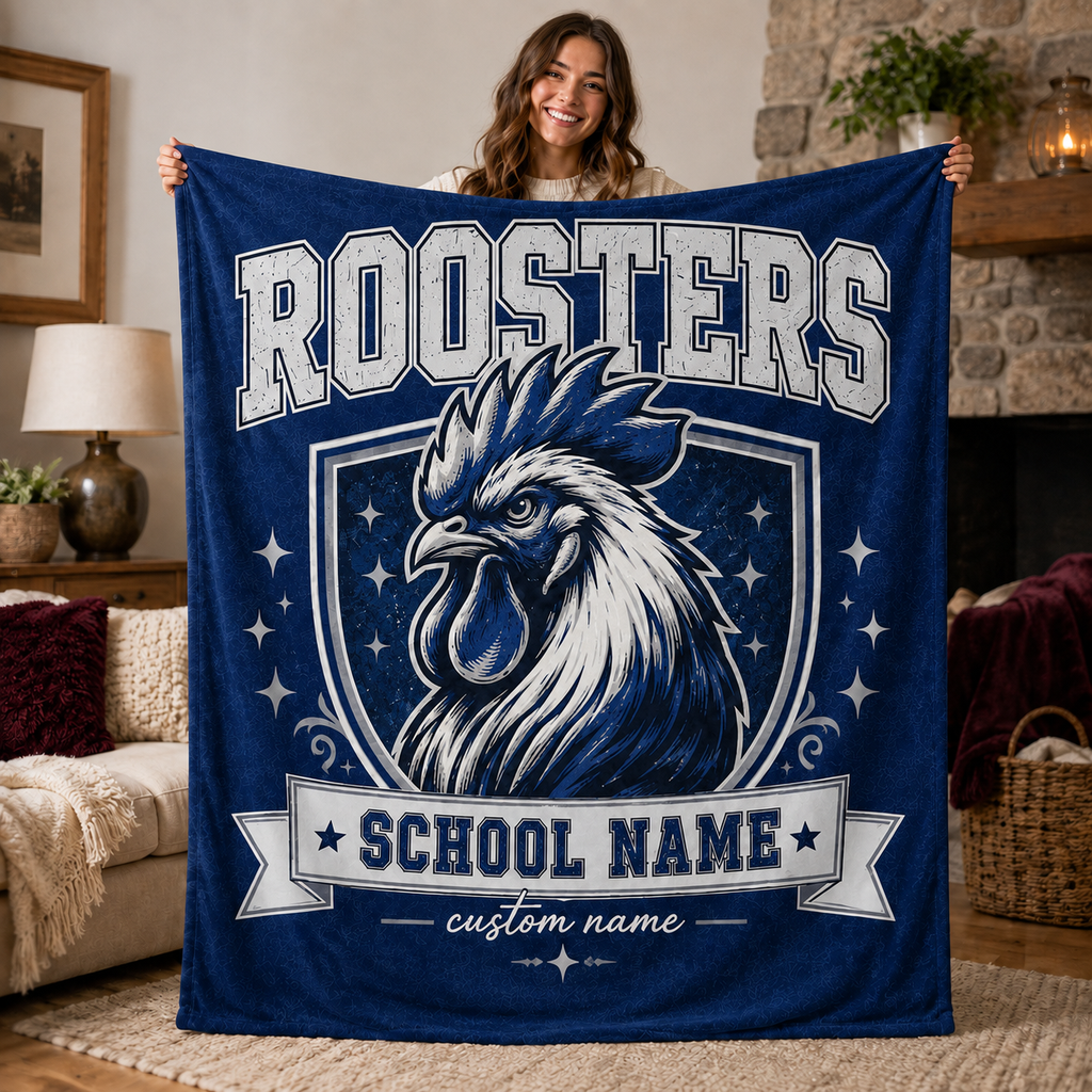 Personalized Collegiate Crest Blanket, Game Day Mascot Stadium Throw