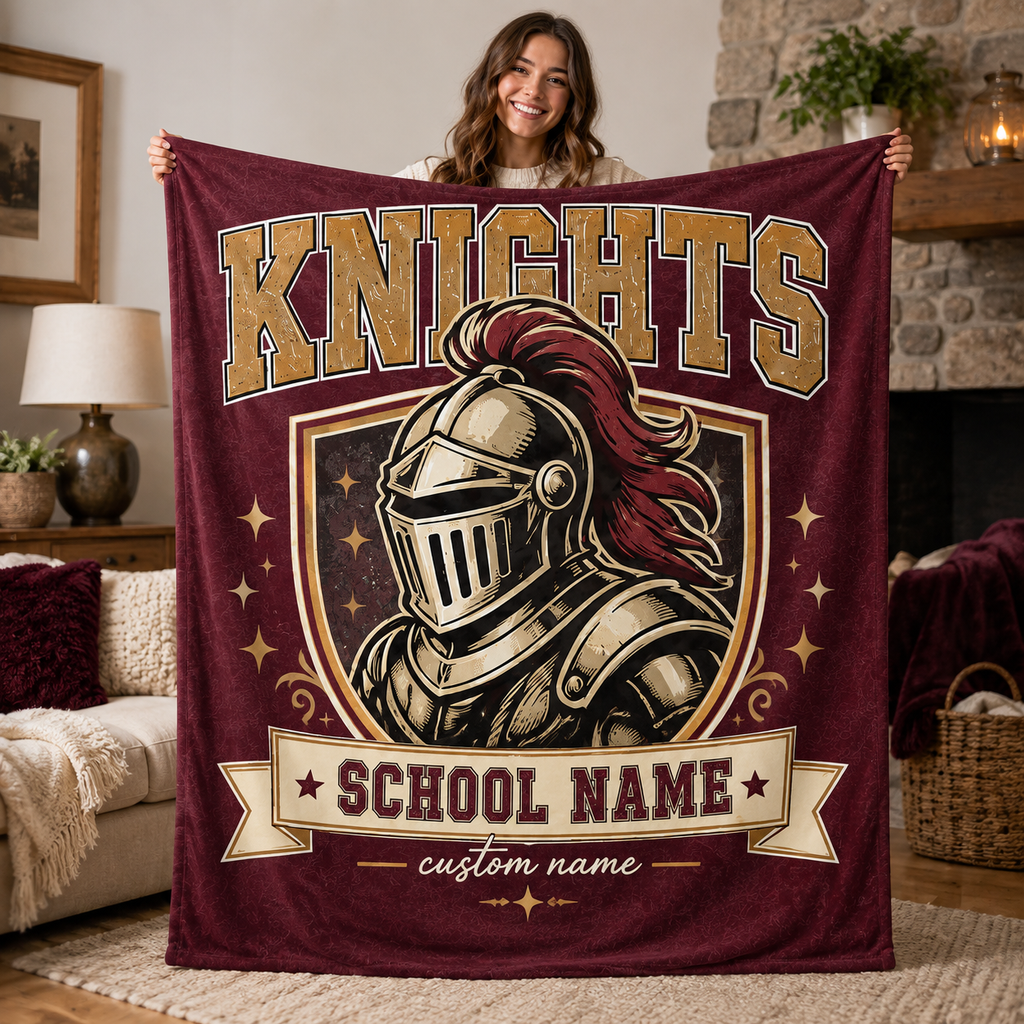 Personalized Collegiate Crest Blanket, Game Day Mascot Stadium Throw