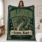 Personalized School Mascot Shield Blanket, Proud Fan Spirit Gift
